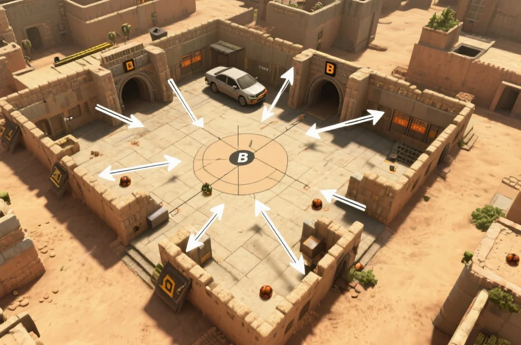 Dust2 B点战术俯视图